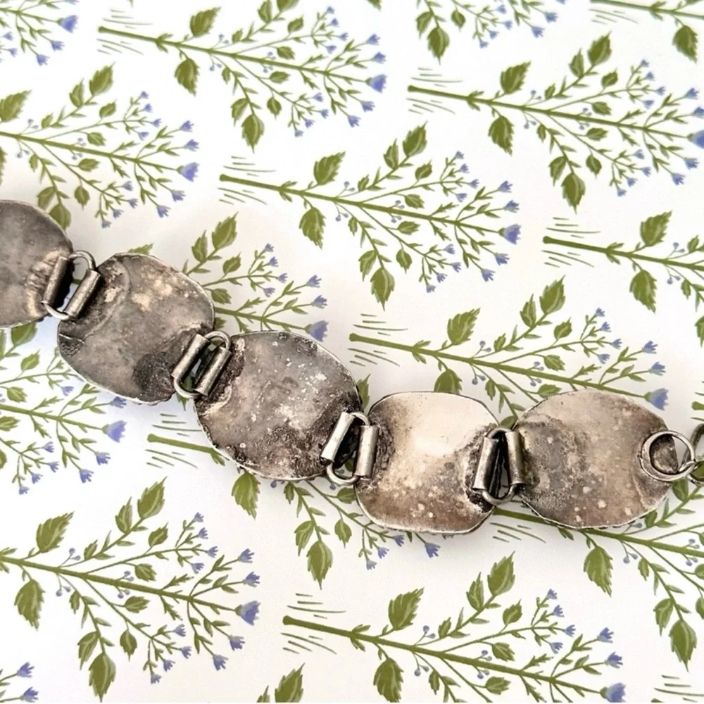Vintage Silver and Multicolor Stone Bracelet - Picture 7 of 11